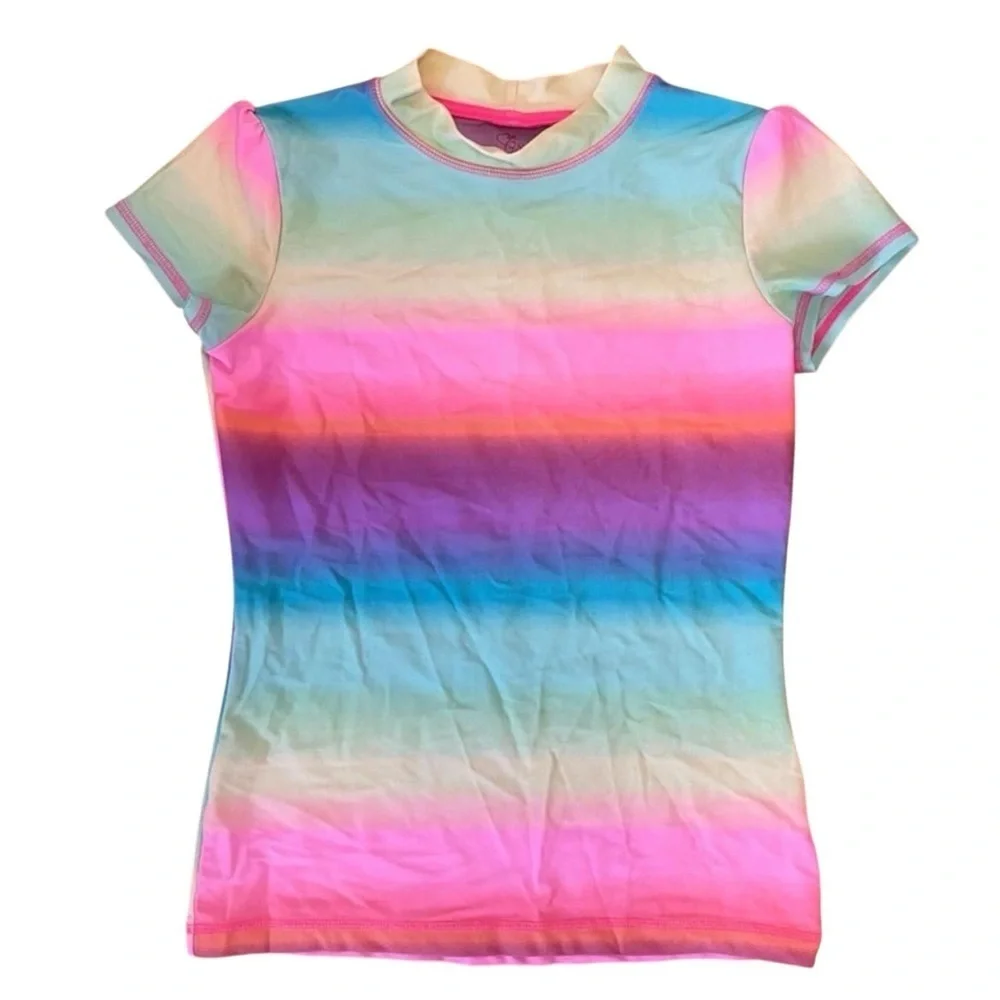 4/$25 The Children’s Place Girls Colorful Rash Gaurd Short Sleeve Size XL 14